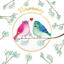 Karnet KW koperta z kółkiem Ślub Ptaki Nowa