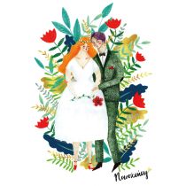 Karnet B6 Ślub Para w kwiatach Nowa