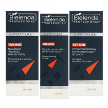 Bielenda Professional Zestaw SupremeLab Men: Żel do mycia twarzy + krem przeciwzmarszczkowy + krem nawilżający 200 ml + 2 x 50 ml