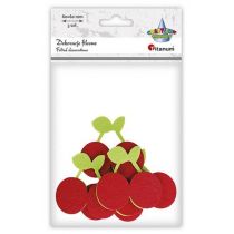 Filcowe czereśnie 3D czerwono-zielone 5szt - Titanum