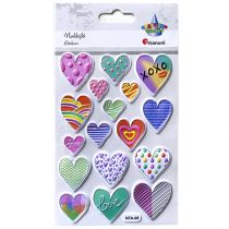 Naklejki wypukłe serca mix 17szt Nowa