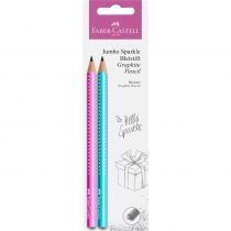 Faber Castell Ołówek jumbo Sparkle Pearl 2 szt różowy + niebieski blister