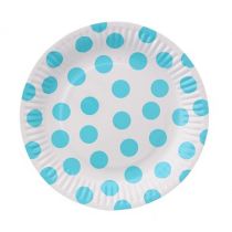 GO Talerzyki papierowe Groszki błękitne - 18 cm - 6 szt. PF-TGB7