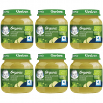 Gerber Organic Obiadek zielony groszek brokuły cukinia dla niemowląt po 4 miesiącu Zestaw 6 x 125 g Bio