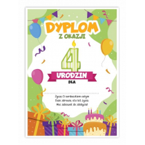 LearnHow Dyplom A5 urodzinowy - czwarte urodziny 5szt