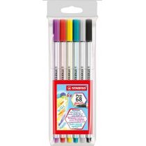 Stabilo Flamastry Pen 68 brush 6 kolorów STABILO
