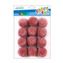 Craft with Fun Ozdoba dekoracyjna Pompon Welna 3cm/12szt Roz 12/144