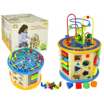 Import LEANToys Edukacyjna Kostka Drewniana Sorter Labirynt Liczydło Gra Chińczyk Pionki LT-9837-0