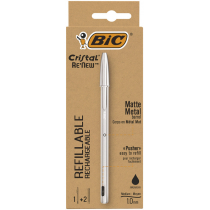 Bic Długopis Cristal Re'new Metal + 2 wkłady czarny