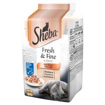 Sheba saszetka 6 x 50 g Fresh & Fine mokra karma dla kotów z drobiem z indykiem z łososiem ) 6x50g