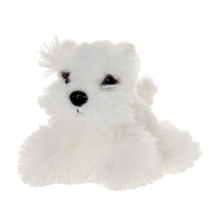 Maskotka Pies siedzący biały 13cm 13853 Beppe