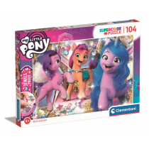 Clementoni My Little Pony Supercolor Jewels Pony-104 sztuk, 6 lat Dziecko, Cartoon Puzzle wykonane we Włoszech, 20345, Wielokolorowy, Średni 20345