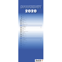 Kalendarz ścienny 2020, Slim notatnikowy, niebieski