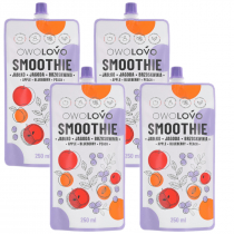 Owolovo Smoothie Pouch Jabłko-Jagoda-Brzoskwinia Zestaw 4 x 250 ml