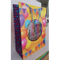 Torebka ozdobna z okienkiem pionowa XLL Urodziny - Fresh