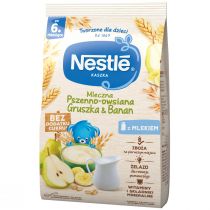 Nestle Kaszka mleczna pszenno-owsiana mleczna banan gruszka bez dodatku cukru dla niemowląt po 6 miesiącu 180 g