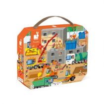 Janod Puzzle Dziecięce Le Chantier 36 częściowy - Gra edukacyjna Delikatna i koncentracja-walizka na nadgarstku-Wyprodukowano we Francji i certyfikowane przez FSC-od 4 lat, J02604, Wielokolorowy J02604