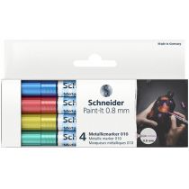 Schneider Marker akrylowy Paint-It Metallic (niebieski, czerowny, żółty, zielony) 0.8 mm 4 szt.