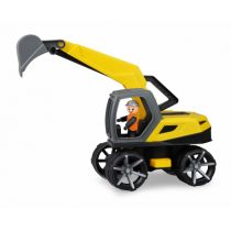 Lena 04511 TRUXX koparka, pojazd budowlany ok. 35 cm, wytrzymała koparka z funkcjonalną szufelką i w pełni ruchomą figurką, dla dzieci od 2 lat, koparka piaskowa, żółta/czarna 04511