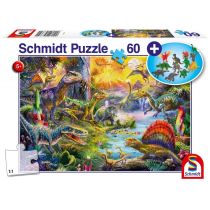 Schmidt Puzzle 60 el. Dinozaury + zestaw figurek