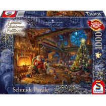 Schmidt Spiele Puzzle 59494 Thomas Kinkade, Mikołaj i jego skrzat, edycja limitowana, 1000 części puzzle, kolorowe