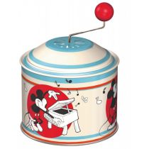 Lena tin Toys 52766 - Musikdrehdose Disney Mickey Mouse, Musikdose ca. 10,5 x 7,5 cm, Blechdrehdose mit Melodie Einzug der Gladiatoren, Drehdose aus Metall, Drehorgel für Kinder ab 18 Monate, Orgel