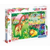 Puzzle Supercolor Jungle Friends 3x48