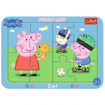 Trefl Wesoła Świnka Peppa Puzzle Ramkowe Baby 2w1 dla dzieci od 2. roku życia 80021