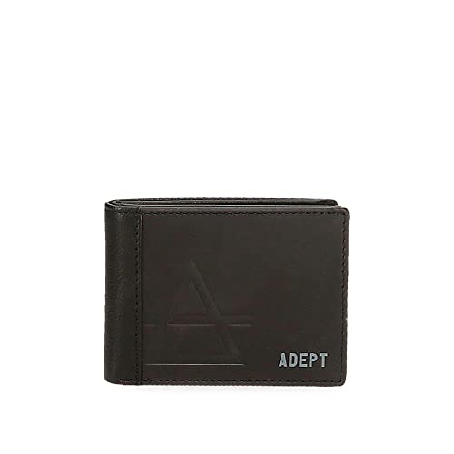 Adept Jim Poziomy portfel z czarnym portfelem 11x8x1 cm Skóra, Czarny, Poziomy portfel z torebką
