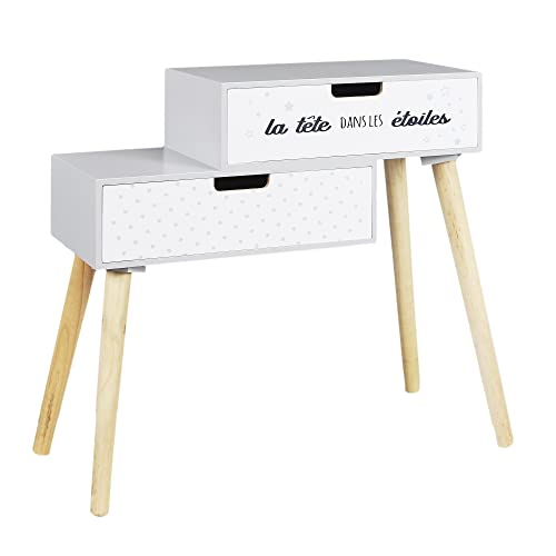 HOME DECO KIDS Nocne Nocne w Gwiazdach Dziecięca Sypialnia Meble Dekoracyjne, PIN, Szaro-Niebo, Czarny, 55 x 22 x 51,5