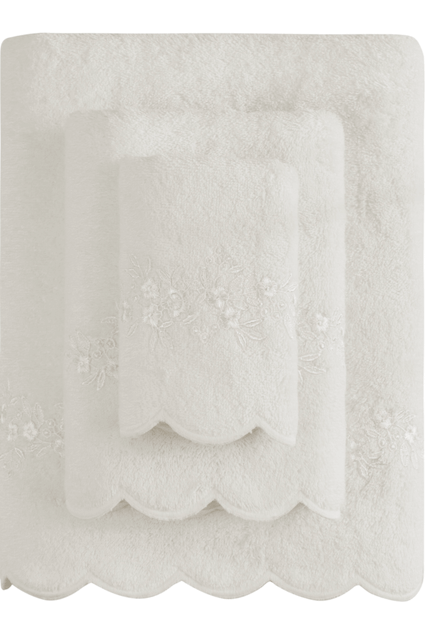 Ręcznik SILVIA  50x100cm z koronką Śmietankowy