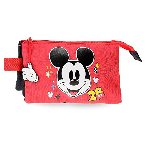 Disney Mickey Get Moving piórnik potrójny wielokolorowy 22x12x5 cm poliester, kolorowy, potrójne etui, kolorowy, potrójne etui