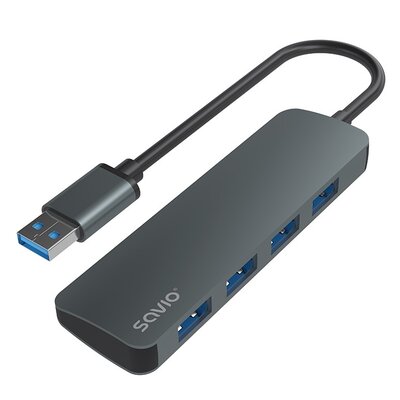 SAVIO AK-53 HUB USB-A - 4 X USB-A, SZARY