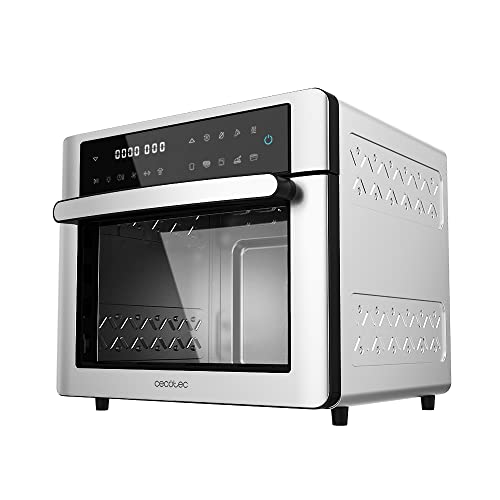 Cecotec Piekarnik Frytkownica na gorące powietrze Bake&Fry 3000 Touch Steel. 1600 W, 30 litrów, konwekcja, ekran dotykowy, 9 funkcji, regulacja temperatury i wysokości, stal nierdzewna