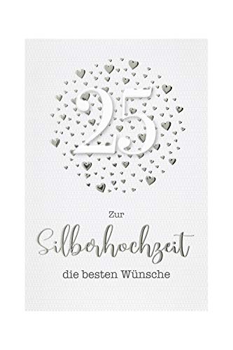 bsb Kartka weselna kartka z życzeniami na srebrne wesele - cyfra 25 - srebrna koperta