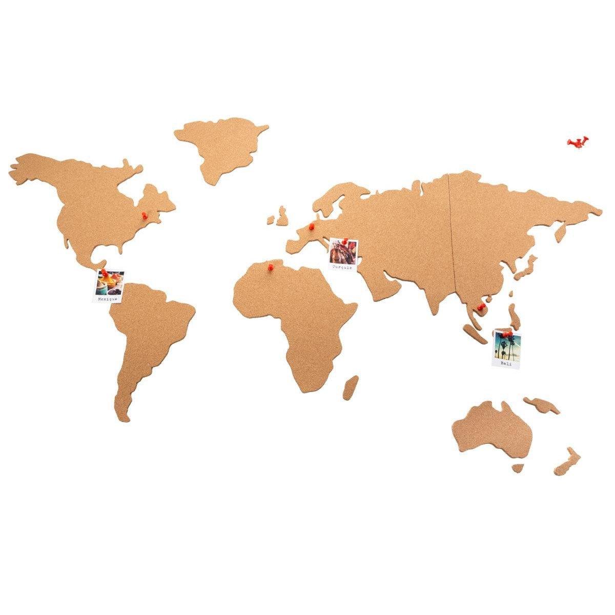Atmosphera Mapa świata na ścianę do zaznaczania miejsc 102 x50 cm korkowa 169357