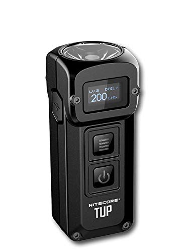 Nitecore Tup mini latarka – 1000 lumenów LED – breloczek do kluczy z wyświetlaczem OLED – bateria wielokrotnego ładowania, 54 g i 7 cm, 5 trybów