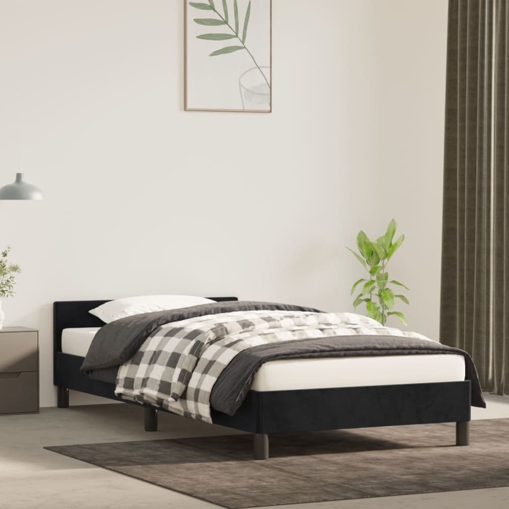 Lumarko Rama łóżka z zagłówkiem, czarna, 80x200 cm, aksamitna