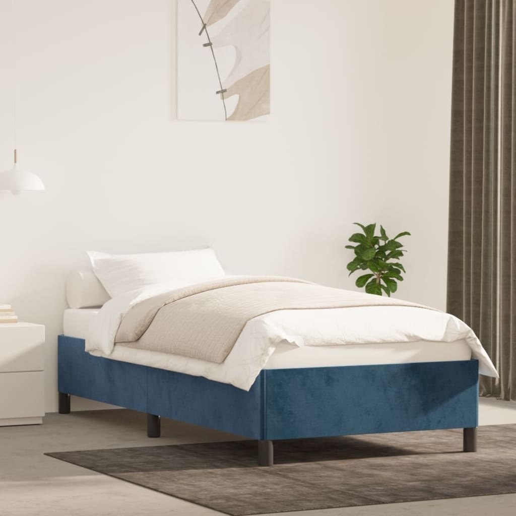 Фото - Ліжко VidaXL Rama łóżka, ciemnoniebieska, 100x200 cm, tapicerowana aksamitem Lumarko! 
