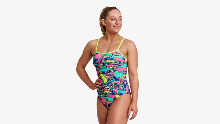 FUNKITA Strój kąpielowy damski jednoczęściowy SINGLE STRAP ONE PIECE Bright Bergs
