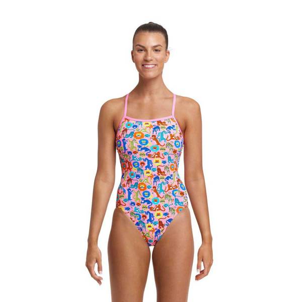 FUNKITA Strój kąpielowy damski jednoczęściowy SINGLE STRAP ONE PIECE Feline Fiesta