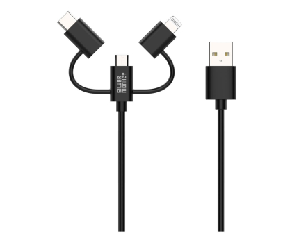 Silver Monkey Kabel 3w1 USB-C, Micro USB, Lighting MFI 1m