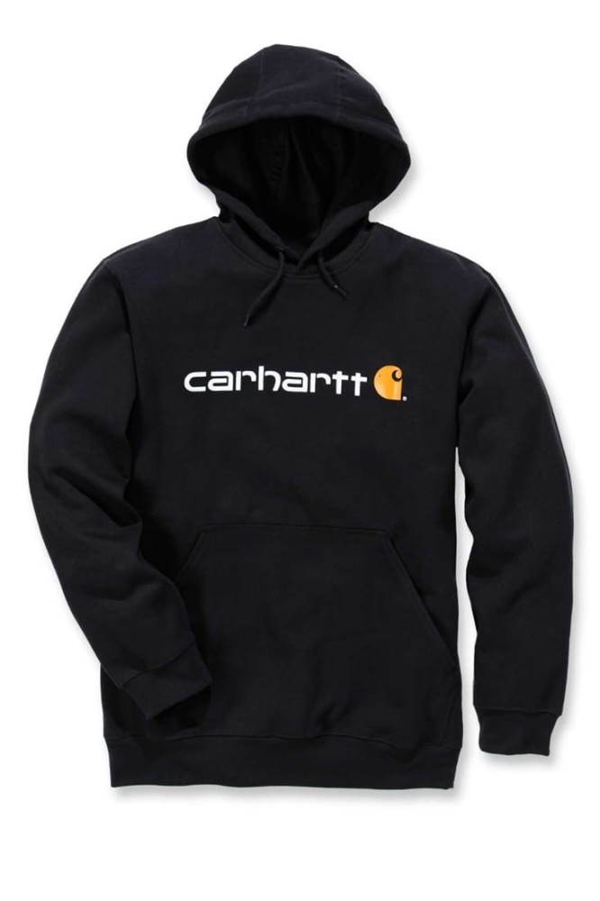Bluza męska z kapturem Carhartt Midweight Signature Logo Sweatshirt 001 czarny
