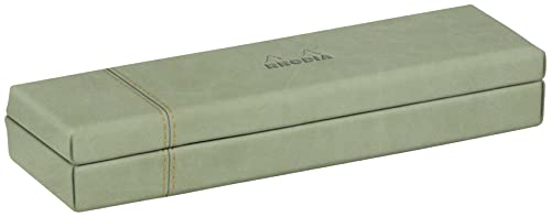 Rhodia 194516C - Etui na długopisy 21x5,5x3cm, elegancka sztuczna skóra, na ołówki, pędzle i długopisy, 1 sztuka, kolor seledynowy