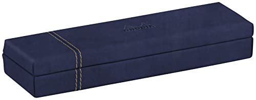 Rhodia 194519C - Etui na długopisy 21x5,5x3cm, elegancka sztuczna skóra, na ołówki, pędzle i długopisy, 1 sztuka, kolor granatowy