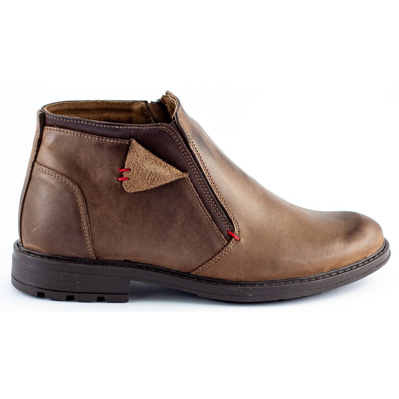 Buty męskie sztyblety skórzane zimowe 855 brązowe - Komodo