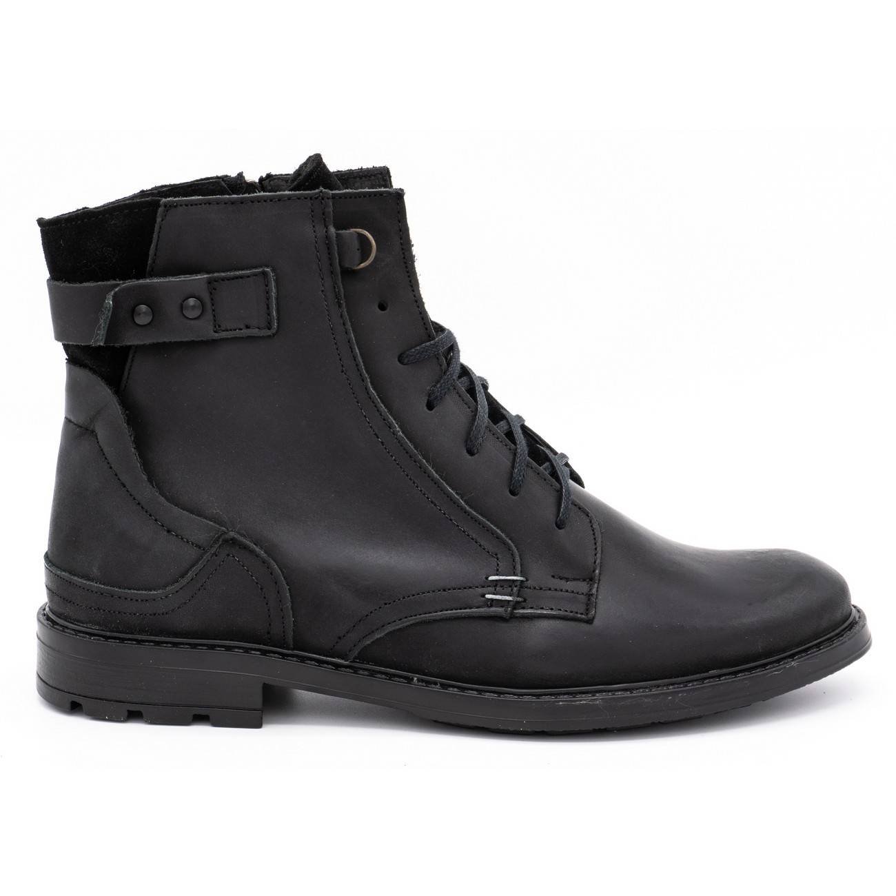 Buty męskie sztyblety skórzane zimowe 856 czarne - Komodo
