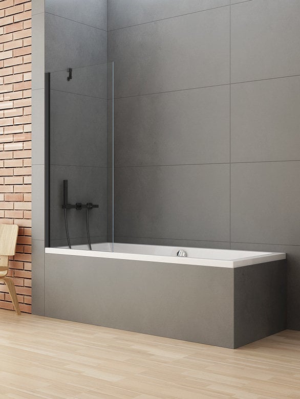 New Trendy P-0051 Parawan wannowy NEW SOLEO BLACK 90x140 skrzyd$438o pojedyncze nieruchome szk$439o czyste 6mm Active Shield