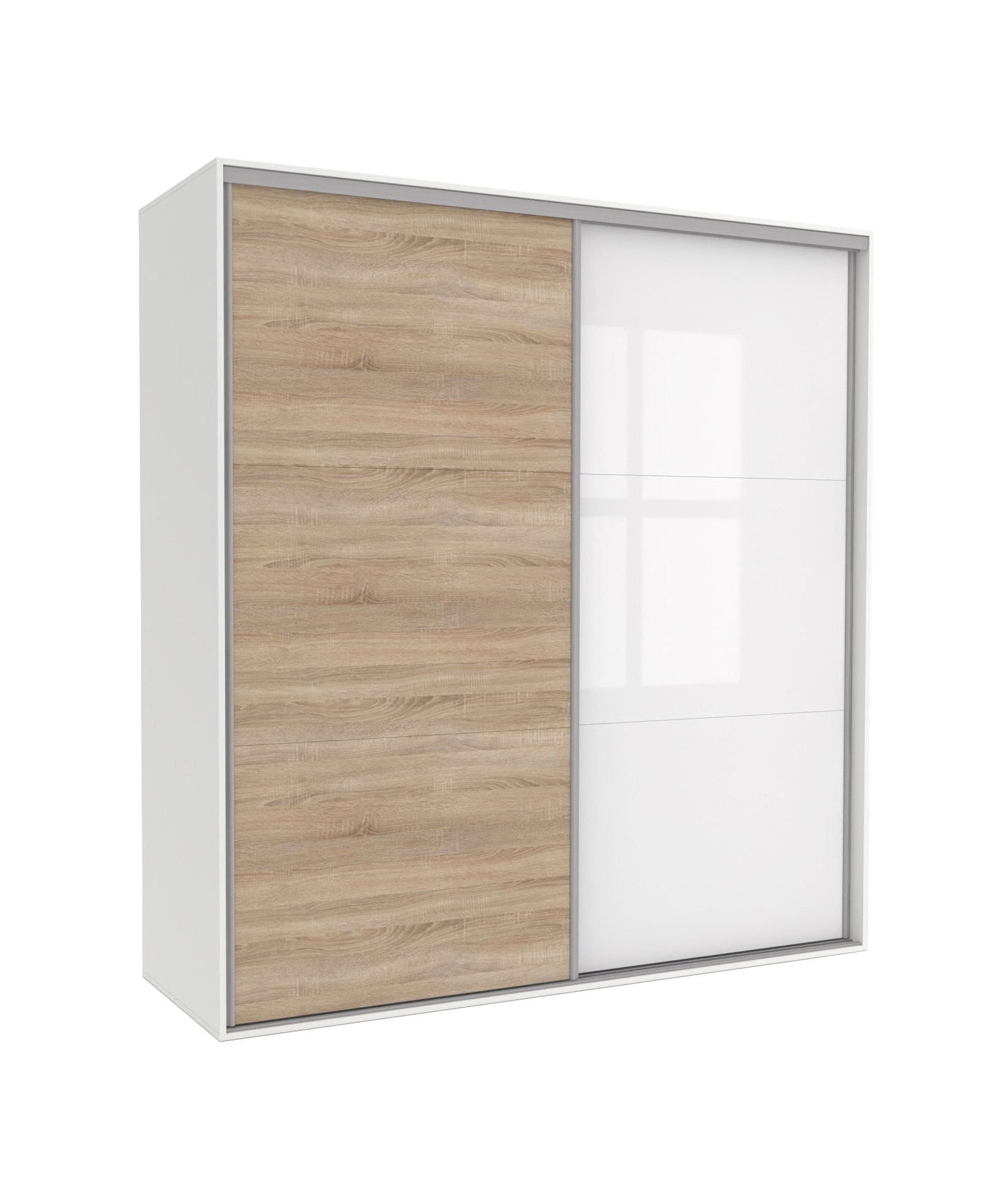 Szafa Tivoli 200X210 B/3Ds/3Bp Dąb Sonoma / Biały Połysk