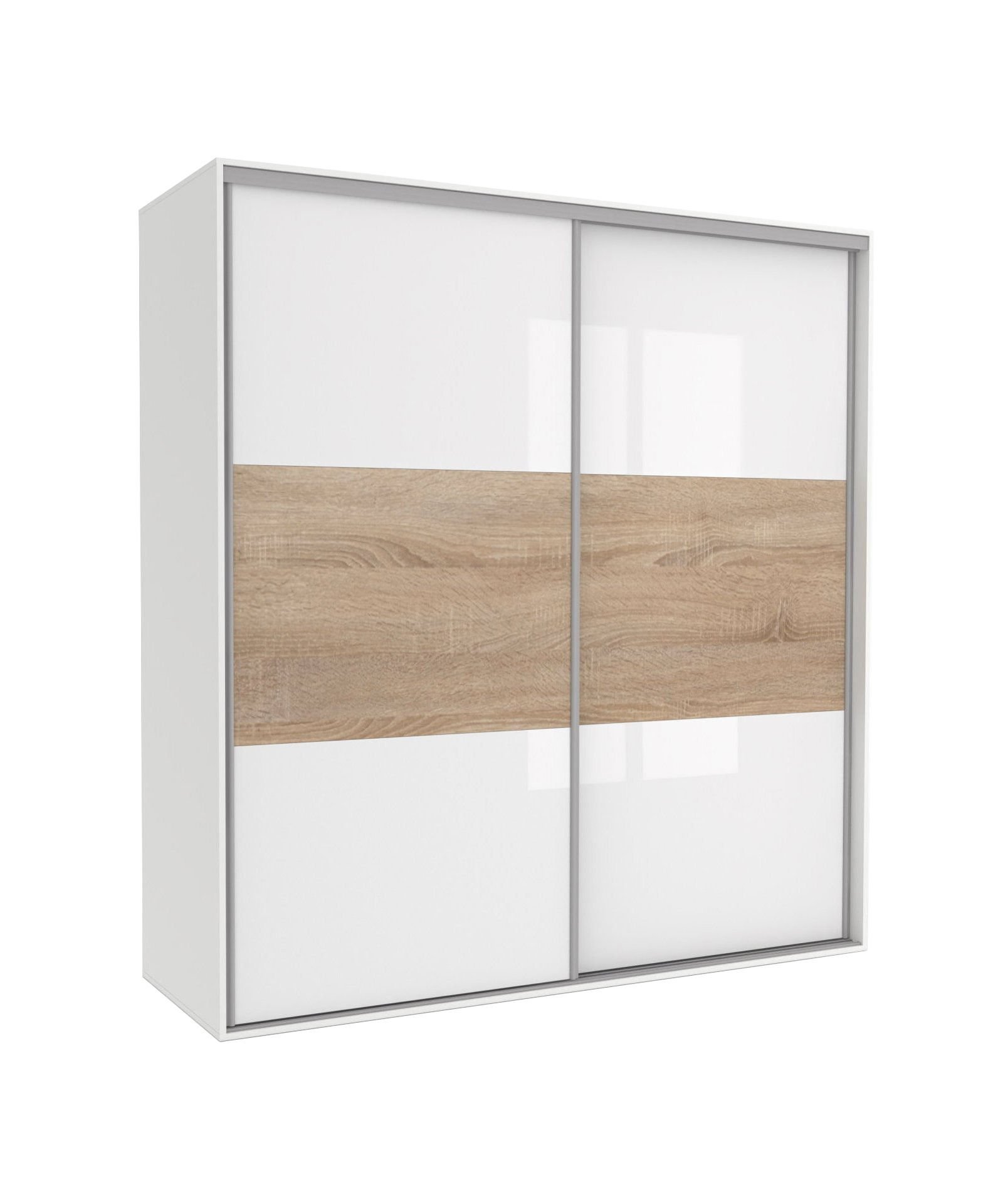 Szafa Tivoli 240X210 B/4Bp/2Ds Biały Połysk / Dąb Sonoma